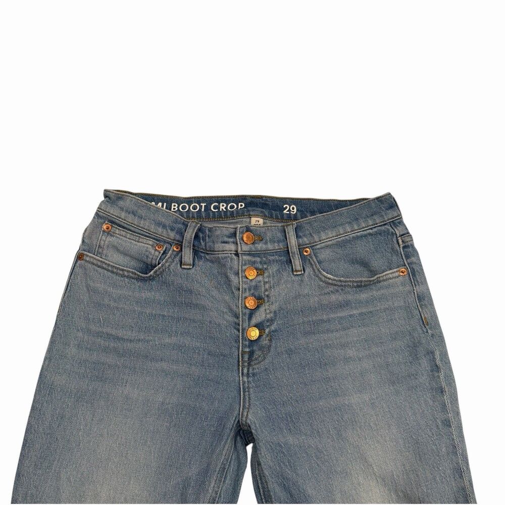 J. Crew Women's Jeans Size 29 9" Billie Blue Denim Boot Crop Light Wash Frayed - Picture 3 of 12
